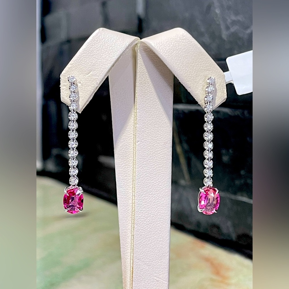 Diamond & Tourmaline Drop Earrings In 18k White Gold